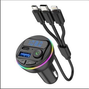 Kit émetteur-modulateur Bluetooth 3 en 1 pour voiture, lecteur MP3 FM mains libres, avec câbles de charge