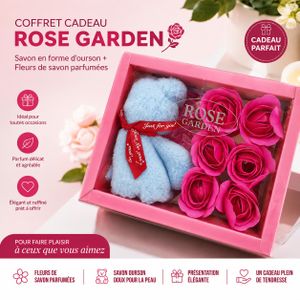 Coffret Cadeau Rose Garden – Savon Ourson + Fleurs de Savon Parfumées