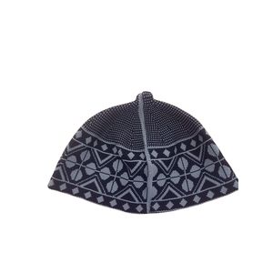 Kofia Prestige  Bonnet Islamique Noir & Gris Motifs Géométriques La dignité de l'homme commence par ce qu'il pose sur sa tête."