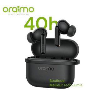 PREMUIN  Oraimo Ecouteur SpaceBuds Lite 40H Noir - Bonne Bass Son 360 - Appel Réductions Bruit  HG