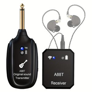 Système émetteur-récepteur audio sans fil pour guitare A88T, transmission audio numérique à faible latence 2,4 GHz pour guitare électrique, basse et moniteur intra-auriculaire