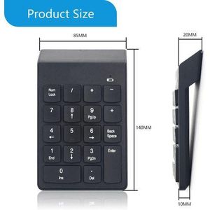 Pavé numérique Clavier Numérique Numpad sans Fil 18 Touches Bluetooth Externe Ultra-Mince avec Mini récepteur USB 2.4G Compatible avec Notebook Ordinateur Portable Bureau