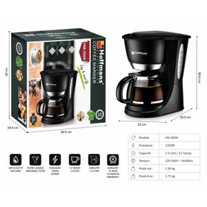 Hoffmans Coffee Maker HM-3009 – Cafetière Électrique 1.5L 12 Tasses 1200W