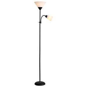 Lampadaire élégant et réglable noir avec lampe de lecture - Lampe sur pied moderne pour salon/bureau - Ampoules non incluses