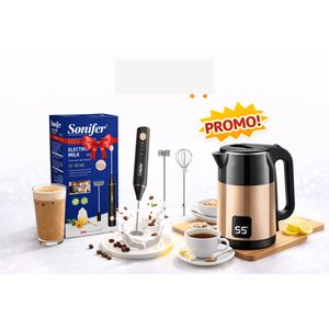 Sonifer Mousseur à Lait Électrique + Bouilloire Électrique – Pack Café & Thé Moderne