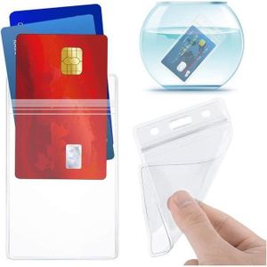Lot de 50 porte-badges verticaux en transparent, porte-badge en plastique