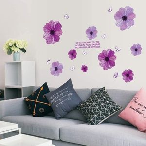 Sticker(autocollant) Mural Roses Violettes
