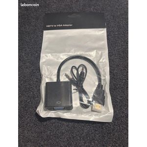 Adaptateur Convertisseur HDMI Vers VGA Avec Câble USB Audio 1080P Pour PC NOIR