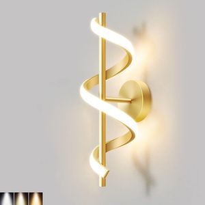 General Lampe murale moderne, lumière LED 12W, design en spirale, dimmable avec 3 couleurs de lumière, lampe de chevet