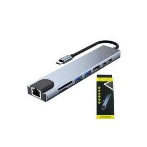 HUB USB C, Adaptateur Multiport USB C 8 En 1 Avec HDMI, Alimentation PD 100 W, Lecteur De Carte SD/TF, Port USB 3.0 Et USB 2.0, Rallonge USB C Compatible Avec Les Ports Portables De Type C