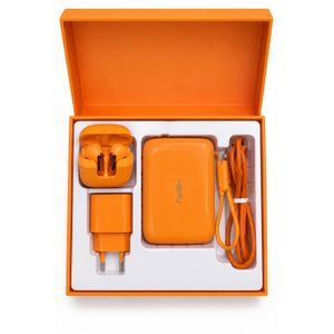 Hepu Kit 4 en 1 Orange - Power Bank 20 000mAh - Chargeur 20W - Câble 60W - Écouteurs Sans Fil