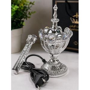 Encensoir Électrique de Luxe Argenté – Brûleur d'Encens pour Bakhoor et Oud