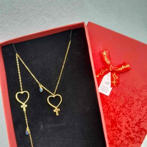 3D Fashion Ensemble chaîne et bracelet pour femme Doré 45cm En Acier Inoxydable pendentif coeur idéal cadeau pour toutes occasions telles que fête des mères, saint  valentin, anniversaire, mariage.. 