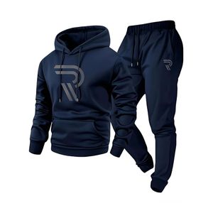 Kepokasn Ensemble décontracté 2 pièces pour homme : sweat à capuche et pantalon de jogging - Bleu