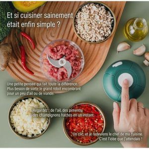 Mini Hachoir Électrique Portable USB Rechargeable Broyeur Multifonctionnel pour Légumes Facile à Nettoyer