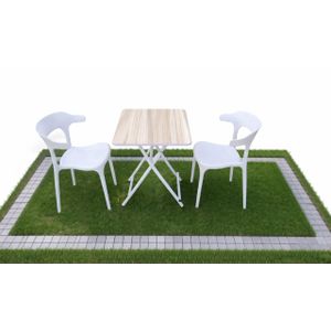 Table Pliante Carré Bois Avec 2 Chaises en caoutchouc