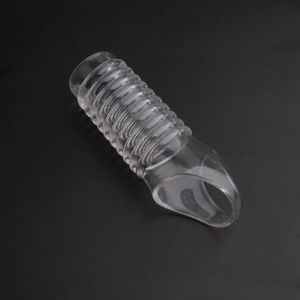 Male sex toy designed to delay ejaculation, stretchable and thickened, in the shape of a wolf's tooth.