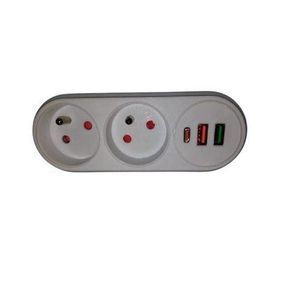 Multiprise 2 Prises 2 ports USB et 1 type-c