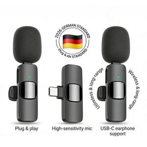 Microphone Cravate Sans Fil Professionnel, Mini Micro Bluetooth à Pince, Enregistrement USB-C pour iPhone Android TikTok YouTube Streaming