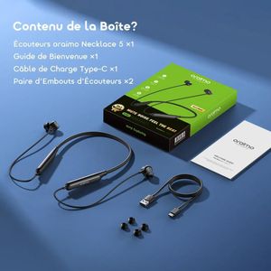 Oraimo Necklace 5 OEB-611 – Écouteurs Bluetooth Tour de Cou avec Réduction Active du Bruit 30 dB et Vibration d’Appel