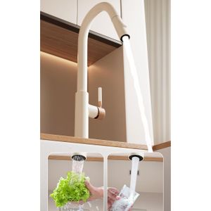Genera Robinet De Cuisine De Luxe En Laiton  Extensible, Mitigeur  Pulvéristaeur Couleur Blanc Crème