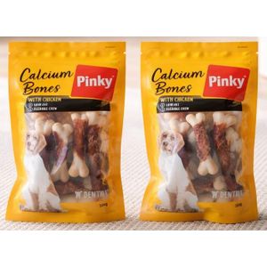 PINKY,  Calcium Bones,  ( 2x100 g)   Friandises pour chien au poulet.  Importé de France