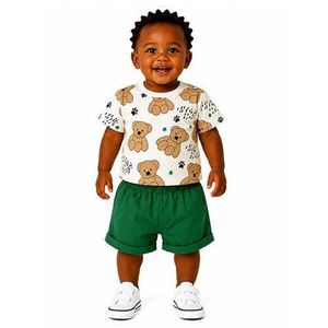 Ensemble Coton garçon – motif Nounours (6 à 18 mois) - Vert