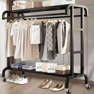 Cintre, chambre du sol au plafond, balcon, étendoir à linge pour meubles, facile à déplacer, double tringle, porte-manteau épais et épais