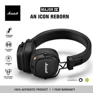 Casque Bluetooth Marshall MAJOR IV sans fil avec micro, basses profondes, casques stéréo Hi-Fi portables, noir