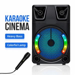 SinG-e Haut-parleur Bluetooth Portable Sing-ZQS8145 avec Microphone, Haut-parleur 8 Pouces, Lumières LED, Radio FM, USB/Carte TF, Batterie Rechargeable