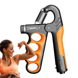 Renforceur de poignée réglable de 5à 100kg, hand grip avec compteur pour main , avant-bras -  Orange