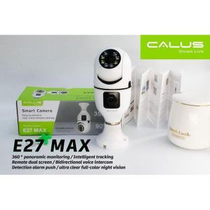 CALUS Camera De Surveillance WIFI E27 Max - Double Caméra + Carte Mémoire 32 Giga- Blanc