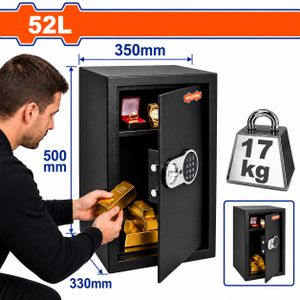 WADFOW Coffre-fort Électronique -WADFOW 52L – Serrure Numérique, Clés de Secours, Fixation Murale/Sol, 17 kg