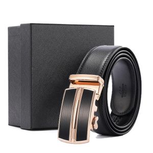 Mode  Ceinture pour homme en cuir véritable confortable avec boucle à cliquet automatique et coffret cadeau