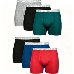 Boxer Long Homme Taille M Ouverture Avant, Sous-Vêtement Premium Doux Respirant, Confort Élastique Anti-Transpirant, Lot de 3 Pièces