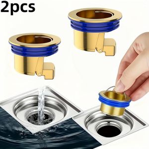 Lot de 2 valves de siphon de sol robustes en acier inoxydable - Solution anti-odeurs et anti-insectes - Doté d'un filtre anti-odeurs et d'un clapet à fermeture automatique