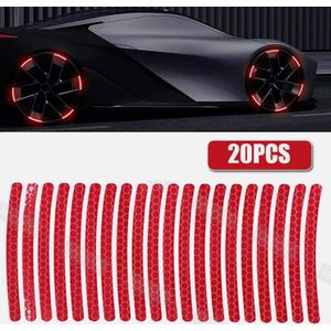 General Autocollants réfléchissants 3D pour moyeu et bande de pneu (20 pièces, rouge) - Accessoires extérieurs