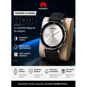 Article Montre classic  fashion Huawei noir pour homme et femme-affichage date et heure - analogique