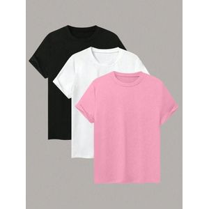 LOT DE 3 T-shirts Vierge - Unisexe - NOIR / BLANC / ROSE