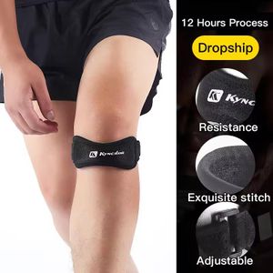 Ceinture de protection pour genou, en silicone réglable, bande protectrice pour le tendon du genou, protège-genou, idéal pour la course à pied, les activités sportives, le cyclisme et la salle de sport.