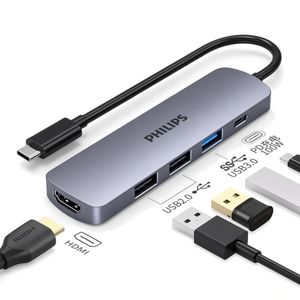 Lot de 4 concentrateurs USB-C vers USB, 4 Ports USB 2.0, Vitesse de Transfert de données de 480 Mbps, Adaptateur multiport USB, boîtier en Aluminium pou PC