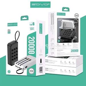 Sovo  X42 Power Bank 20000mAh (4 Câbles Intégrés & Multi-Recharge 1 to 6)