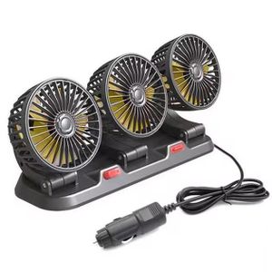 Ventilateur de voiture à trois têtes rotatif à 360 degrés