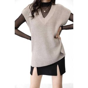 ISILDA Pull Femme Col En V - Beige