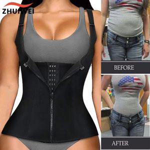 Gaine réductrice pour Femme - Corset à Fermeture Éclair, Veste Cintre Corporel, Ceinture de Sudation Sportive en Néoprène