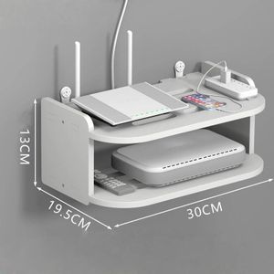 Étagère de rangement à 2 niveaux pour TV Box et routeur, organisateur mural sans perçage, taille : 30 cm