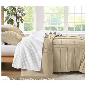 Ensemble de couette 3 pièces de couleur beige king size avec 02 taies d'oreillers assortis en polyester 
