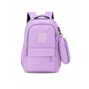 Sac à Dos Femme et Fille Violet avec Trousse Amovible – Sac Scolaire Multi-Compartiments à Fermeture Zippée – Sac École, Travail et Quotidien