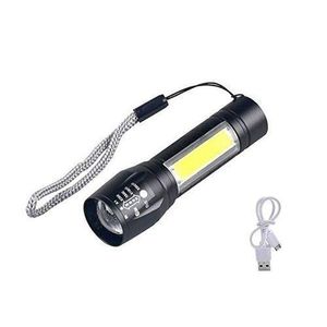Lampe de poche LED puissante rechargeable - Noir