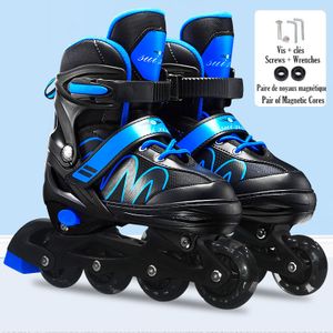 Set 3x2 protections roller skate trottinette enfant BASIC bleu